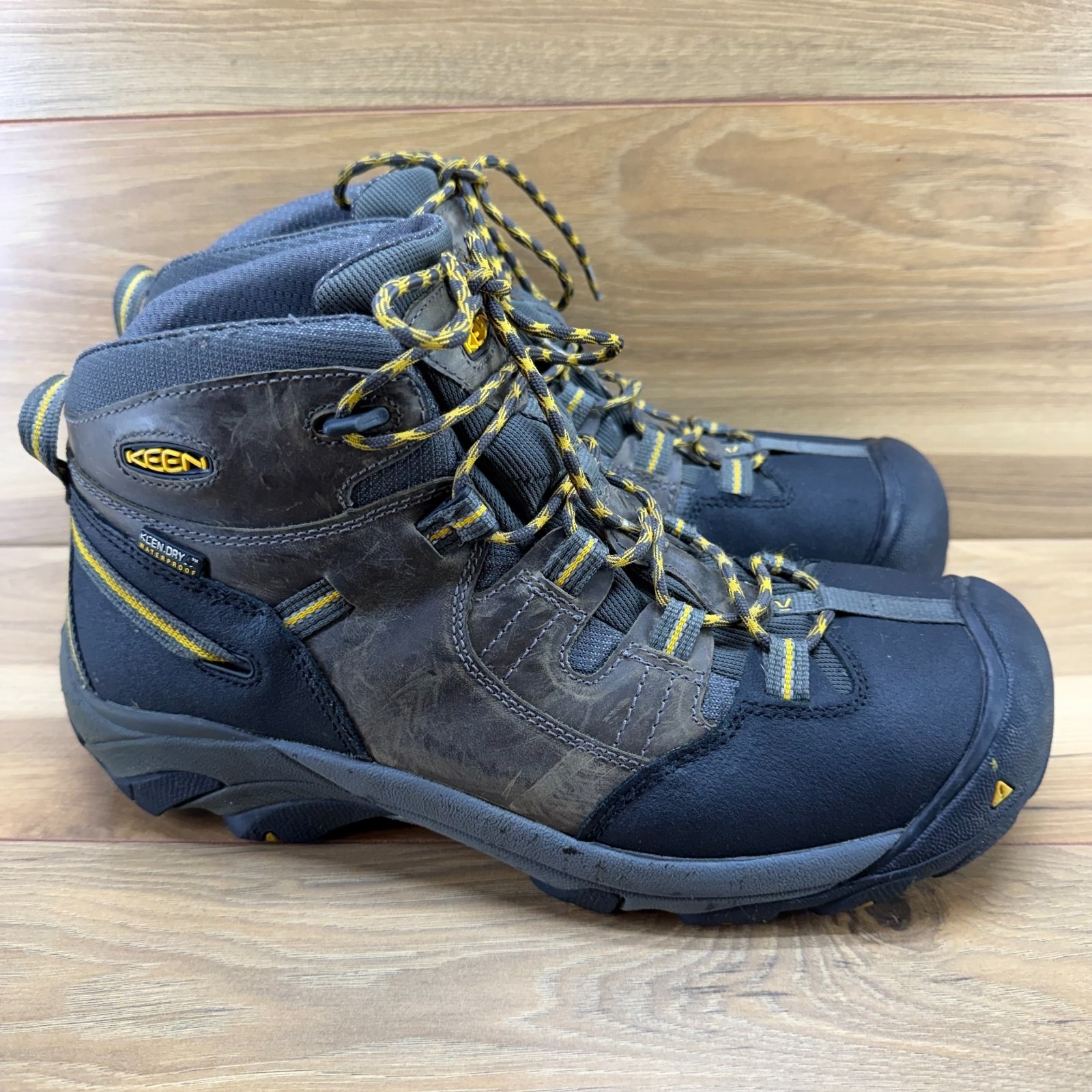 Keen Detroit Xt Mid Steel Toe Work Boots Mens 12 Brown Black Leather Waterproof